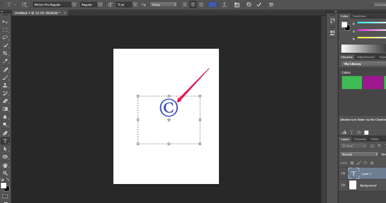 insert special symbols in photoshop for mac